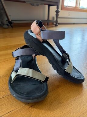 Teva Peach, Green and Purple Strap Sandals